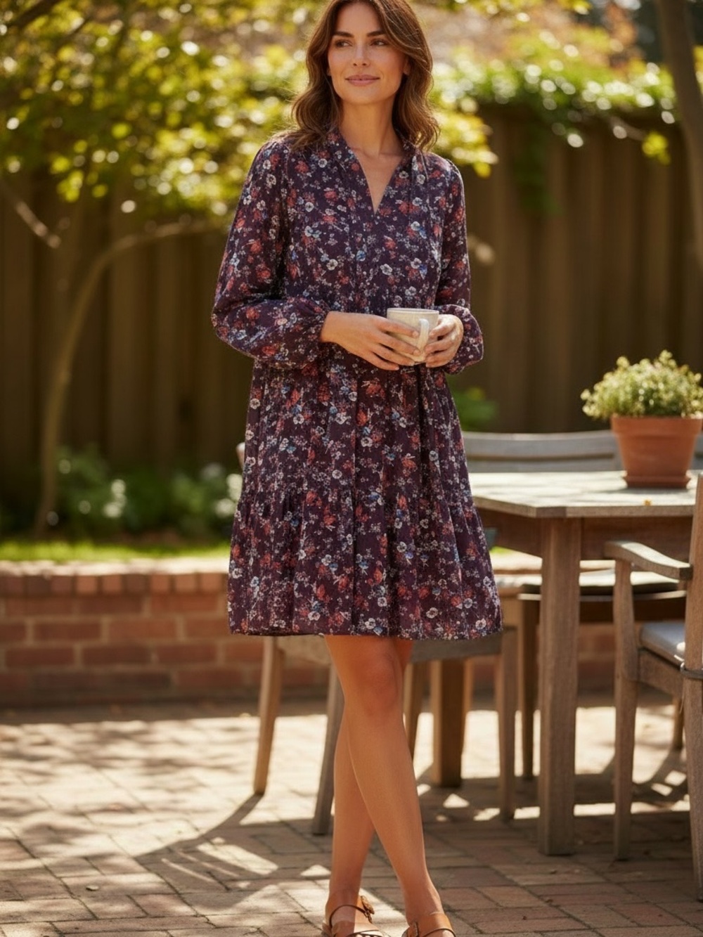 Lily Rose Plum Floral Tiered Mini Dress